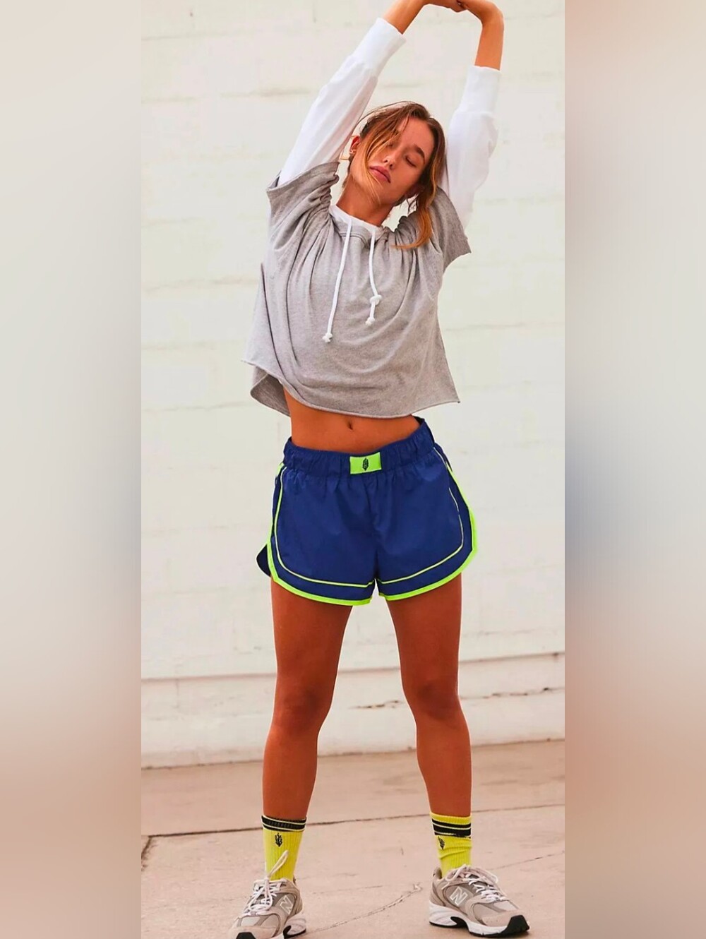 FP Movement by Free People Navy Athletic Shorts with Neon Green Trim